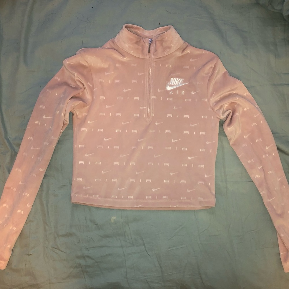 Nike Air Pink velour (velvet feel) crop top long sleeve